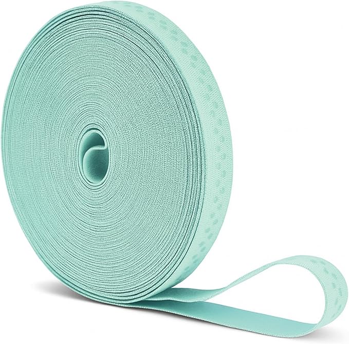 Mandala Crafts 0.5 Inch Elastic Silicone Gripper Tape for Clothing - 10 Yds Dotted Non Slip Elastic Band for Sewing - Mint Silicone Flat Fabric Stretchy Ribbon Straps