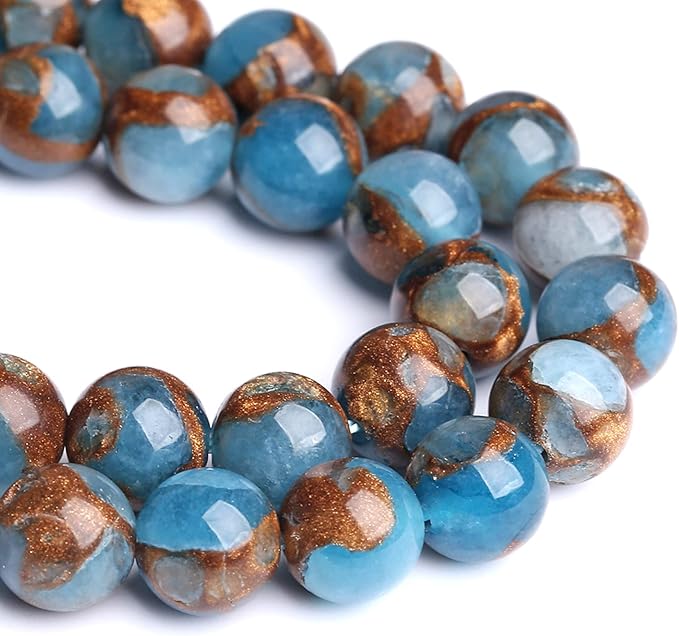 90PCS 8MM Lake Blue Cloisonne Craft Spacer Loose Beads for Jewelry Making DIY Bracelet