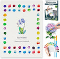 Watercolor Workbook, Water Coloring Book with 13 Pages 300GSM Paper, 26 Colors Watercolor Paint Set with Brush & Storage Bag, Beginner-Friendly Coloring Book for Adults - Flowers Theme Art Kit