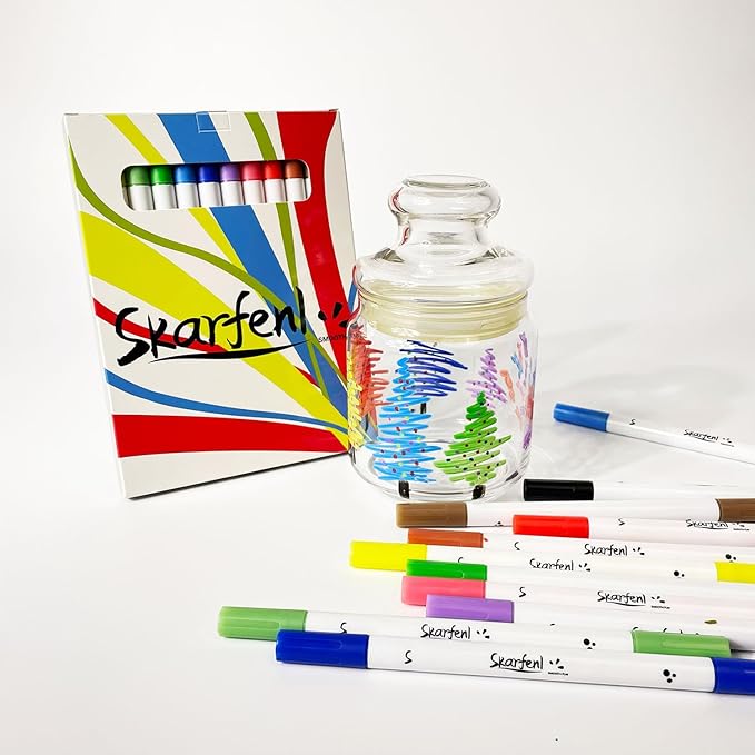 12 Acrylic Markers Water-based for Rock, Fabric, Wood, Glass, Easter Egg, Fabric Painting Craft Quick Dry Dual-Tip Water Based -No Toxic,No Odor-bright colors