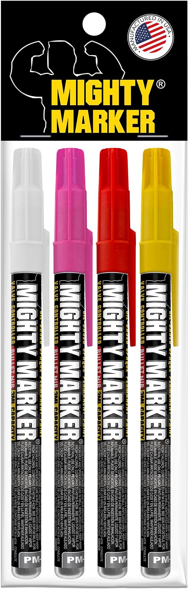 PM-92 Extra Fine Paint Marker, 4 Bonus Tips, 1.0 mm Tip, Xylene Based, Waterproof, Permanent, Valve Action, Manufactured in USA, Assorted 4 Pack