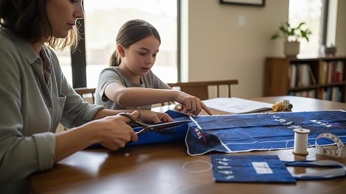 Northcott NASA Astronaut DIY Canvas Tote Bag Sewing Kit – Space-Themed Fabric Craft Project – Includes 24" x 43" Dark Blue Fabric Panel & Instructions – Create 16" x 15" Handmade Tote Bag