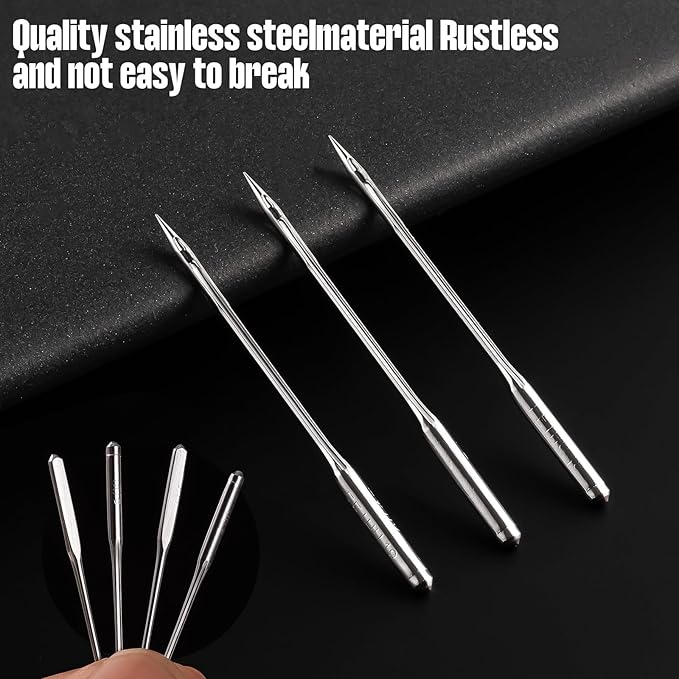 200 Pcs Size 100/16 Universal Leather&Jeans Sewing Machine Needles, Heavy Duty Machine Needles for Thickened Fabrics, Compatible with Home Sewing Machine