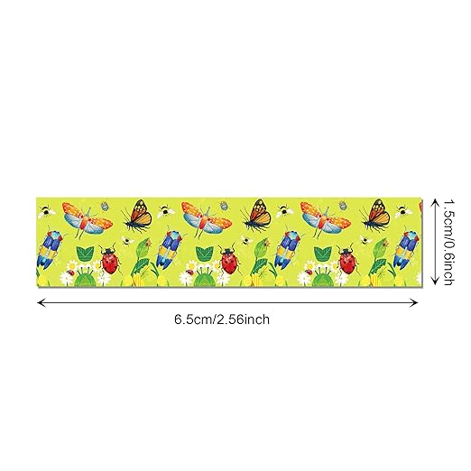 12 Pcs Insect Washi Tapes Set Ladybug Bees Dragonflies Butterflies Flowers Pattern Masking Tape Insect Themed Decorative Tape Insect Printed Decorative for DIY, Planner, Scrapbooking, and Party Decor