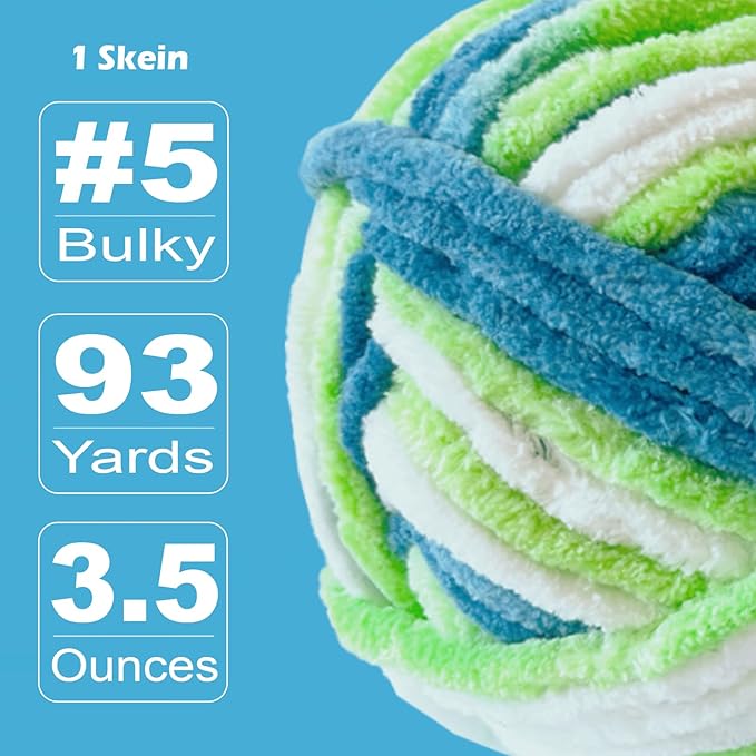 Soft Velvet Yarn Chenille Yarn for Crocheting and Knitting – Bulky (93 Yards/100g) - Polyester - Yarn for Blanket Amigurumi Weaving Crafts (Mixed Color 05, 4 Pack)