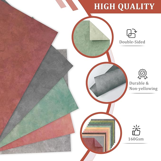 Fall Scrapbook Paper 12x12 - 24 Sheets/24 Designs Double-Sided Autumn Card Stock Pape, Boho Patterned Scrapbooking Paper for Thanksgiving School Office Home Supplies Scrapbook Supplies