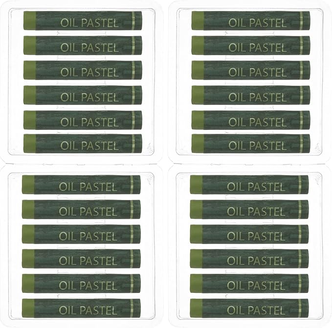 PATIKIL Olive Green Oil Pastels, 24Pcs Soft Oil Crayons Creamy Pastels Stick Art Supplies for Art Painting Drawing Blending Graffiti for Drawing Beginners Artists