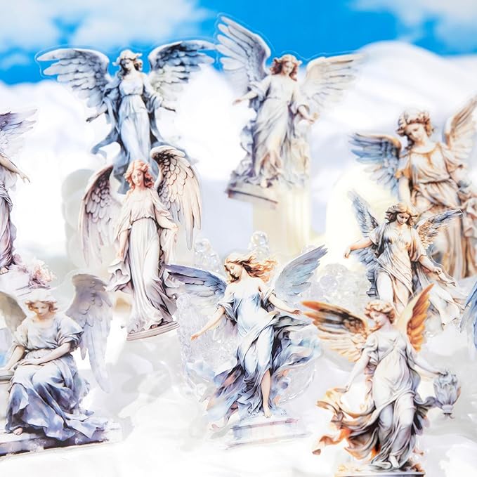 90Pcs Large Vintage Cherubs Angels Fairy Sculpture Art Scrapbook Sticker - Clear Waterproof Classical Women Statue Stickers for Journaling, Scrapbooking, Planners, Art Decorative Supplies
