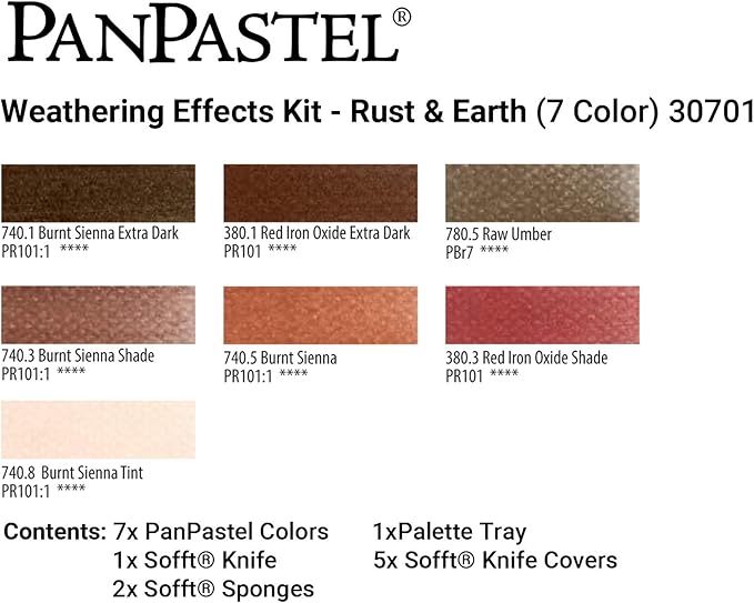 PanPastel Artist Pastels by GOLDEN, Rust & Earth Set, 7 Color, Professional Artist Pastels, Unique Pan Format (cake-like)