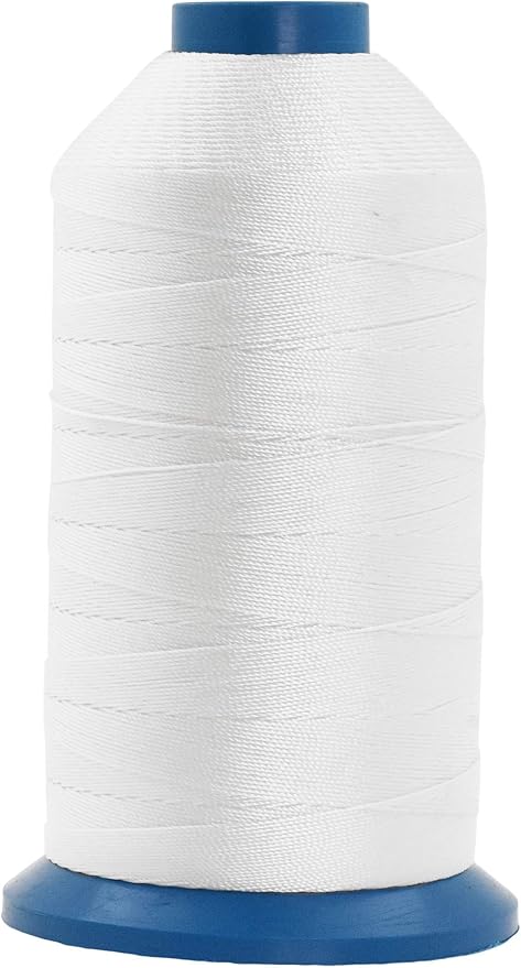 Mandala Crafts Size 138 420D T135 Bonded Nylon Thread - White 1250 YDs Tex 135 Heavy Duty Sewing Threads for Leather, Jeans, Weaving, Outdoor Marine Upholstery