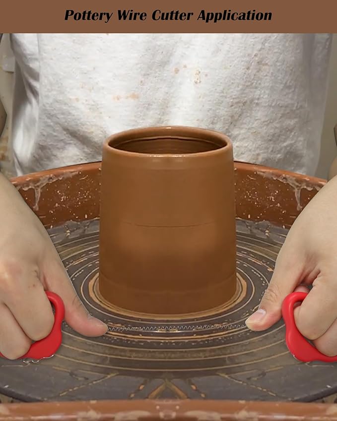 Pottery Wire Tool, Clay Cutting Wire, Red Handle Standard Pottery Wire Cutter, Pottery Wire Curly Cut Off Tool for Pottery and Clay Artists