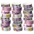 Janlaugh 24 Rolls Christian Washi Tape Gifts Bulk Religious Inspirational Scripture Supplies Purple Bible Verse Washi Tape for Bible Journaling Study Crafting New Year DIY Gifts