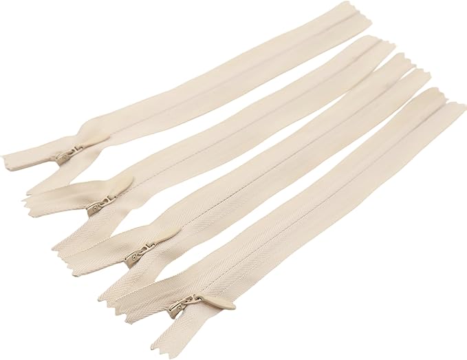 Leekayer 3# 4 Inch Invisible Zipper for DIY Tailor Sewing Craft 10cm Beige Nylon Zippers Closed End Bulk 10 PCS/Pack (Beige,4")