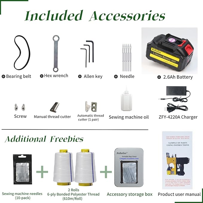 Cordless Bag Sewing Machine | Portable Industrial Bag Closer | 2-Second Fast Sealing for Woven PP/Canvas/Jute Bags | Factory & Farm Bag Stitcher (Yellow, Lithium Battery - 36V DC)