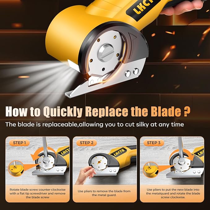 Electric Scissors, Cardboard Cutter, With LED Light, High-Efficiency Brushless Motor, 3500mAh Battery, Tungsten Steel Blade, Suitable for Cloth, Cardboard, Leather, Carpet Nibblers