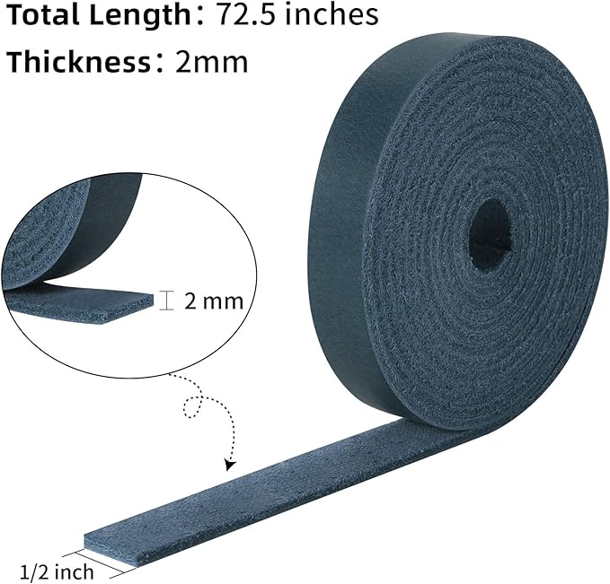 Ringsun 1/2 Inch Wide Flat Leather Straps for Crafts, Full Grain Leather Strips Cord String for Crafts, Tooling (2mm Thick 72.5 Inches Long Blue)