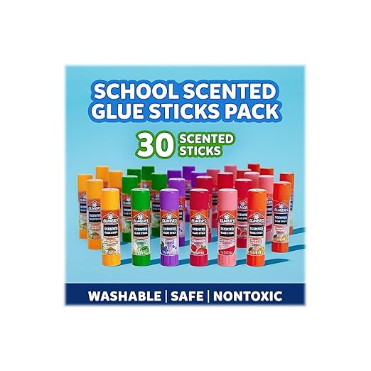 Elmer's Scented Glue Sticks, Washable, Clear, Assorted Scents, 6 Grams, 30 Count - Kids Activity, Birthday Fun, Stocking Stuffer, Vision Board, #1 Teacher Brand