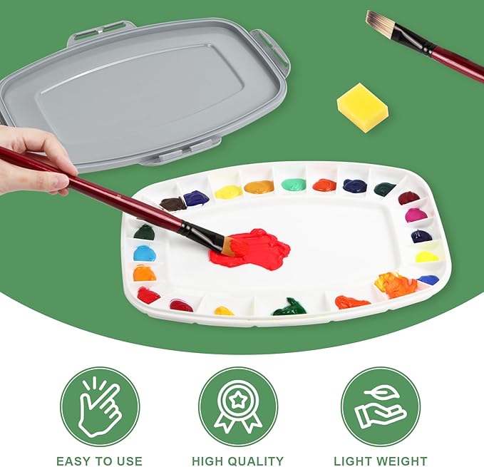 Falling in Art Paint Palette with Lid, Airtight Leak-Proof Watercolor Palette with a Cleaning Sponge, 23 Paint Wells Acrylic Palette, 13 Inches by 9 1/4 Inches