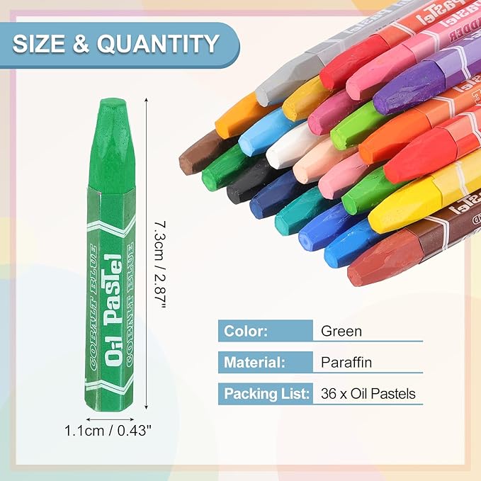 PATIKIL Green Oil Pastels, 36Pcs Soft Oil Crayons Pastels Stick Vibrant and Creamy Art Supplies Bulk for Artists Beginners Art Painting Drawing Blending Graffiti Gallery