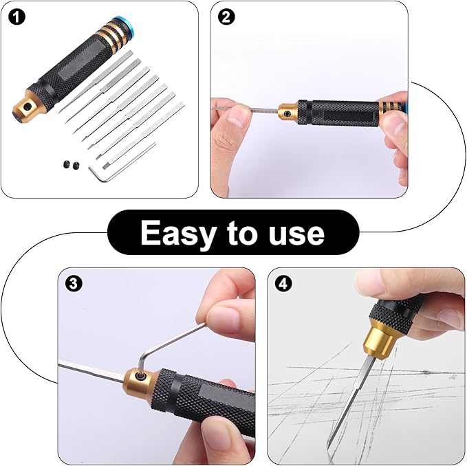 Hobby Knife Blades Set 0.1mm 0.2mm 0.4mm 0.6mm 0.8mm 1.0mm 2.0mm with Handle Hobby Building Tools Craft Set for Basic Model Building, Cutting, Repairing and Fixing