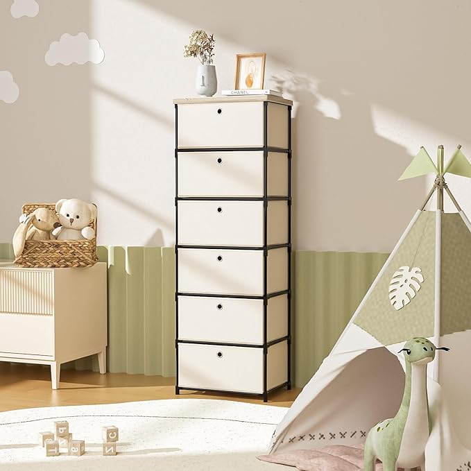 Fabric Storage Drawers Dresser and Chest of Drawers, Small Dresser with Drawers Unit, Sturdy Fabric Storage Bin Organizer for Closet