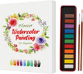 Watercolor Workbook for Beginners, Watercolor Paint Set, Arts & Crafts Water Color Book Notebook Practice Coloring Book for Adults and Teens with 12 Colors Painting Set & Brush (Flowers)