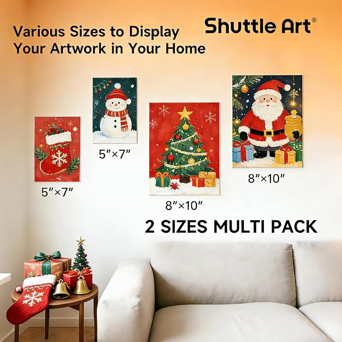 Shuttle Art 36 Pack Canvas for Painting, 5x7 & 8x10 Inch(18 of Each), Primed, 100% Cotton Blank Canvas Boards for Painting, Ideal Art Supplies for Kids Adults Artists Acrylic Oil Painting
