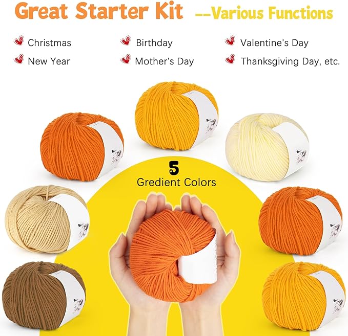Katech 20 Skeins Cotton Yarn for Crocheting-55% Cotton 45% Acrylic-4 Medium (Worsted)-Super Soft Milk Cotton Yarn-Great Crochet and Knitting Starter Kit for Colorful Craft（Color E）