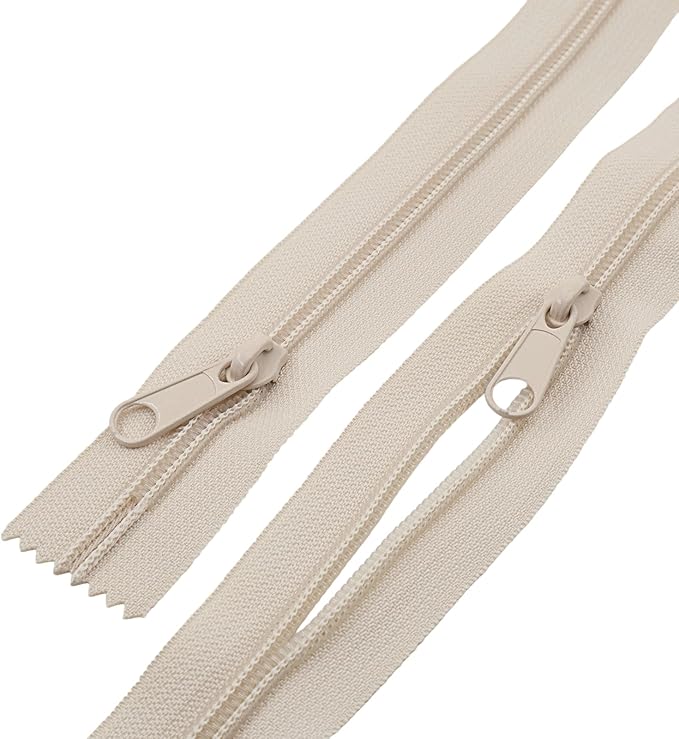 Leekayer #5 26 Inch Beige Nylon Zippers Bulk 6PCS 66 CM Zipper for DIY Tailor Sewing Craft Bag,Luggage,Dress,Sofa Cushion,Pillow Bed Covers (Beige)