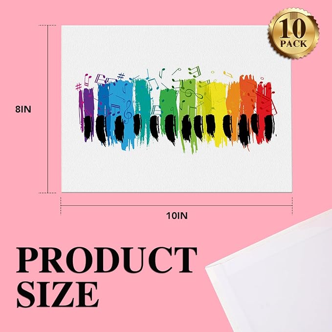 ESRICH Canvas Boards for Painting, 10 Pack Canvases for Painting 8x10 Cotton Primed Acid Free Blank Canvas Panels for Oil Paint, Watercolor, Acrylic Paint, Gouache and Tempera.
