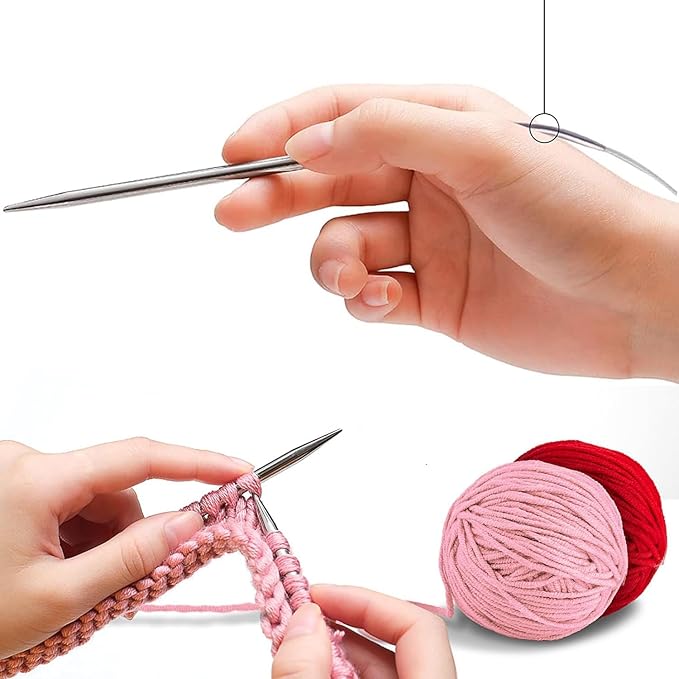 Stainless Steel Circular Knitting Needles Size 7 24inch Length Sweater Circular Needle for Handmade Projects DIY Knitting Size 7 (4.5mm)