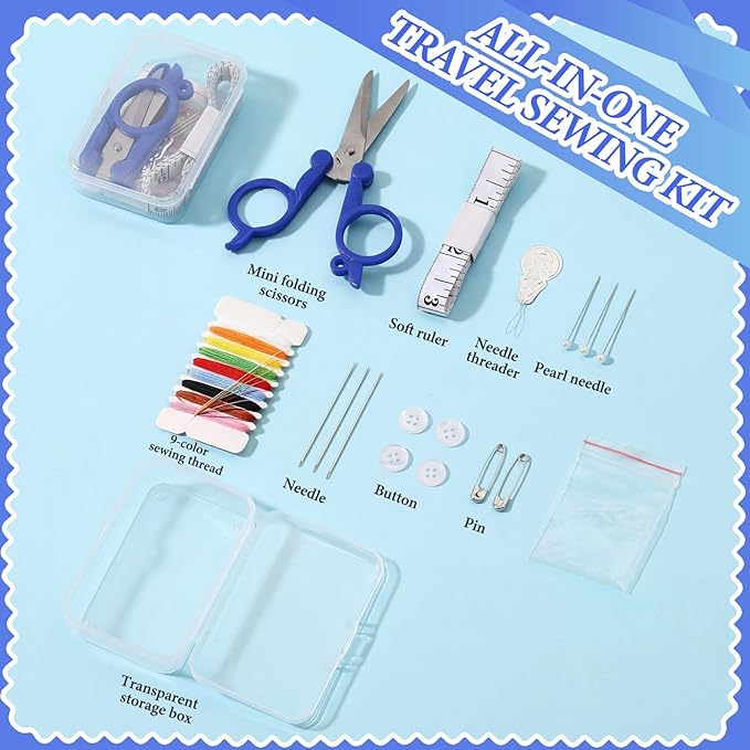 Knitgrip 15 Boxes Mini Travel Sewing Kit Quick Fix Mini Sewing Kits Travel Size Bulk Basic Portable Pre Threaded Needle Emergency Repair Tool for Beginner Traveler Home Hotel
