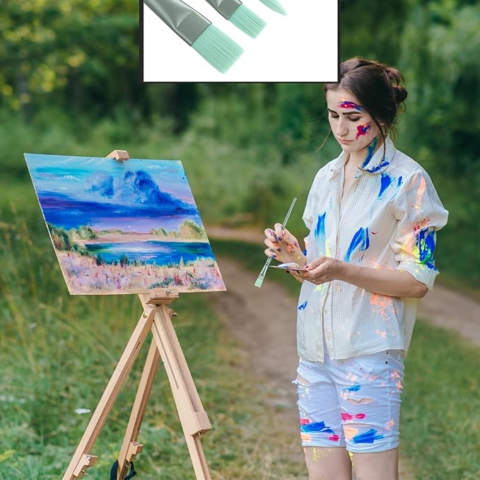6 PCS Nylon Paintbrushes for Acrylic Paint Water Color Brushes, Face Paint Brushes Acrylic Painting Brush Set Watercolor Brush for Canvases Rock Body Nail Miniature Detailing Drawing Art
