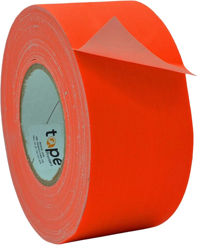 WOD GTC12 Gaffer Tape, Fluorescent Orange Low Gloss Finish Film, 3 inch x 60 ft. Residue Free, Non Reflective Cloth Fabric, Secure Cords, Water Resistant, Photography, Filming Backdrop, Production
