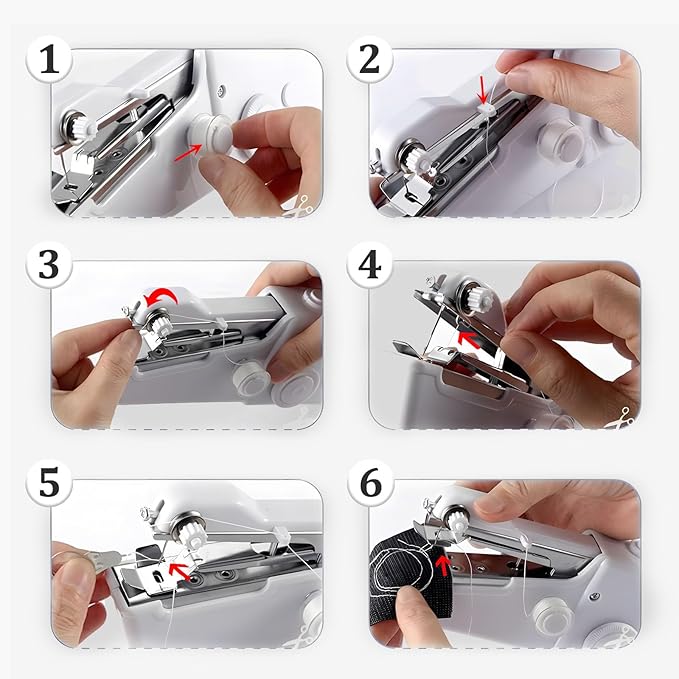 Handheld Sewing Machine, Portable and Easy-to-Use Mini Sewing Machine, Battery and USB Operated, Ideal for Beginners and Home Use - White