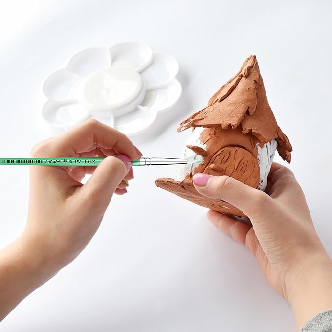 XDT#267 Artist Paint Brush Set, 6Pcs Nylon Brushes for Acrylic Painting, Watercolor, and More–Includes Filbert, Round Tip, and Flat Brushes