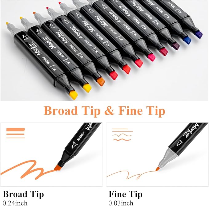 M&G 168 Colors Alcohol Markers, Stocking Stuffers, Christmas gift Dual Tip Markers, Chisel & Fine Alcohol-based Art Marker Set for adult Coloring Illustration