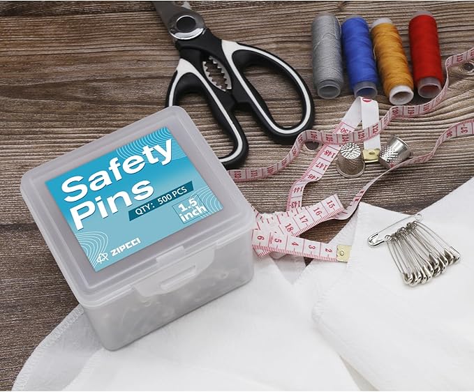 500 Pcs ZIPCCI 1.5 inch Safety Pins,Small Safety Pins for Home Office Use DIY Crafts Jewelry Making