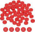 HARFINGTON 50pcs Sewing Button 11mm (15/32 Inch) 4 Holes Resin Thickened Round Crafting Replacement Buttons for Clothing DIY Crafts Decoration, Red