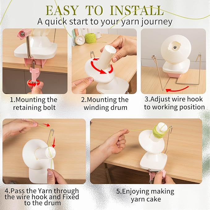 SPEENSUN Yarn Winder, 3.5 OZ Easy-to-Install and Efficiently Yarn Ball Winder, 250 Stitch Markers/6 Plastic Sewing Needles/2 Crochet Rings with Storage Box, Best for Crochet and Knitting Lover