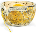 Exquisite Premium Yarn Ball Storage Bowls | Hand Painted Lovely Decor Yet Functional Yarn Dispenser (Medium (7 x 3 x 7 Inches), Almond Brown)