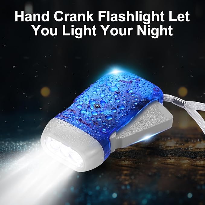 Treela 36 Pcs Hand Crank Flashlights Operation Christmas Bulk Items Squeeze Flashlight No Battery Required Torchlight 3 Powered Charging for Emergency(Blue)