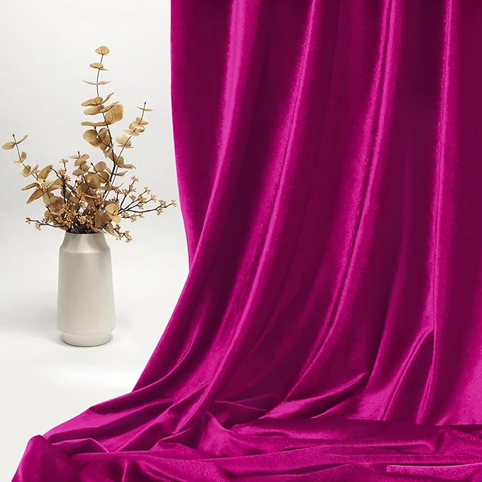 KKJIAF Hot Pink Stretch Velvet Fabric 60 Inch Wide, 2 Yard Soft Stretchy Fabric for Sewing Clothes, Apparel, Costume, Crafts - 90% Polyester 10% Spandex