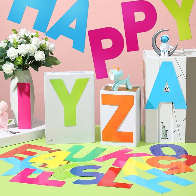 184 Pcs Large Vinyl Letter Sticker 6" Big Alphabet Number and Symbol Sticker Self Adhesive Removable Letter Decal for Christmas Bulletin Board Classroom Decor Poster Window Door Mailbox(Multicolored)