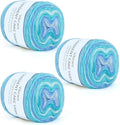 Aeelike Gradient Yarn for Crocheting, 3 Skeins Cake Yarns 100g (3.52 oz) 245m (267 Yards) # 3 Light Weight - Super Soft Ombré Fairyland Yarns for Making Colorful Crafts, Blue Green Gradient