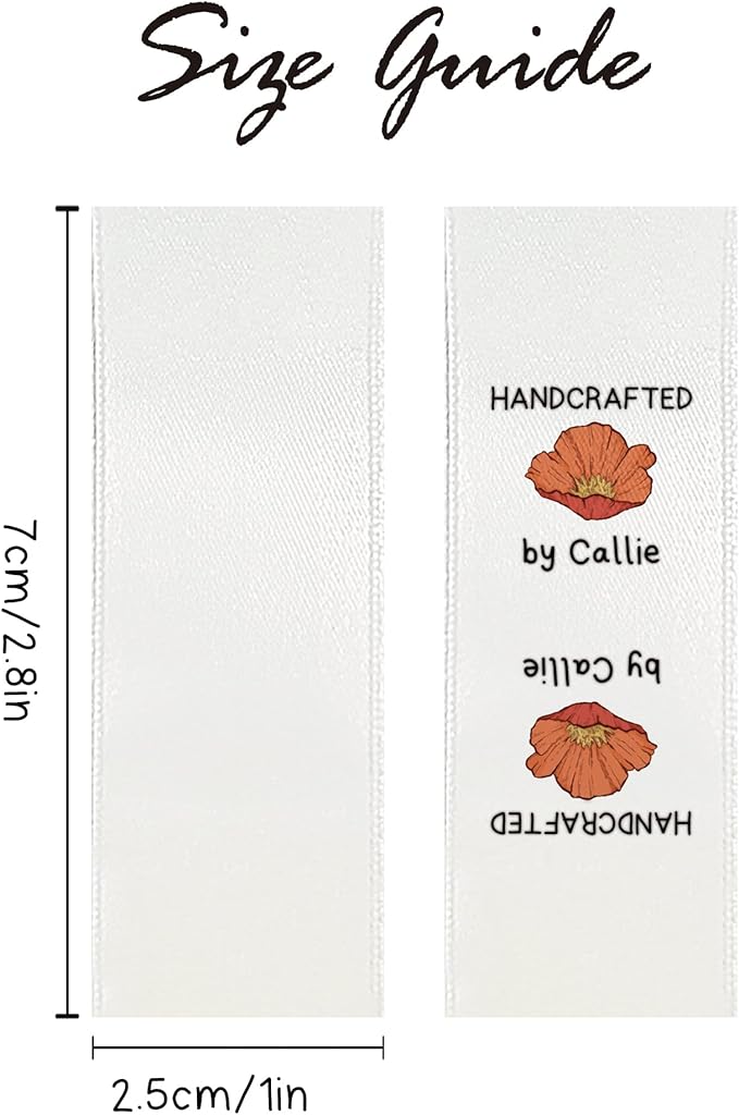 callie Personalized 10-100Pcs Sewing Labels - Custom Birth Flower & Name, Fabric Handmade with Love Sewing Tags for Clothes, Gifts for Knitting DIY Craft Lovers