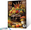 Tucocoo Colorful Flowers Float Paint by Number Rural Fall Harvest Scenery DIY Painting on Canvas with Brushes Acrylic Paints Paint by Numbers for Adults and Kids Beginner 16x20 Inch（DIY Frame）