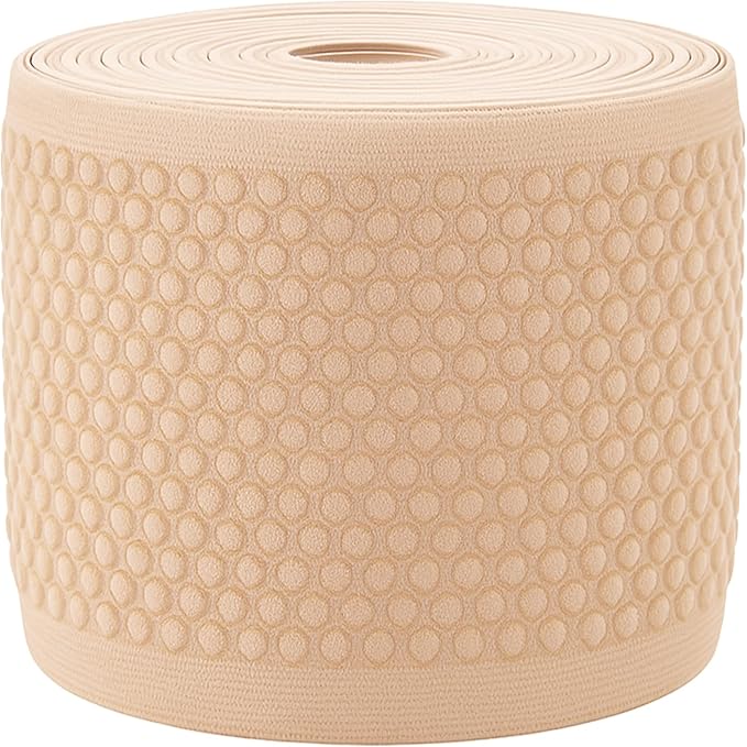 Mandala Crafts 3 Inch Elastic Silicone Gripper Tape for Clothing - 5 Yds Dotted Non Slip Elastic Band for Sewing - Nude Silicone Flat Fabric Stretchy Ribbon Straps