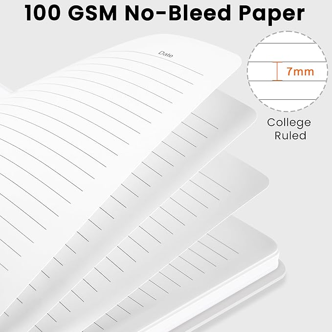CICPAP Lined Spiral Journal Notebook, A5 College Ruled Notebook for Journaling, Note-Taking, and Daily Planning, Durable Hardcover with an Elegant Design, Abstract Floral