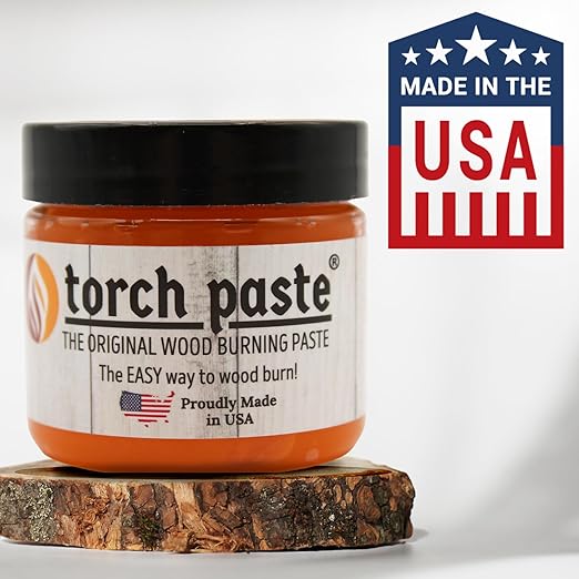 Torch Paste - The Original Wood Burning Paste | Made in USA Heat Activated Non-Toxic Paste for Crafting | Accurately & Easily Burn Designs on Wood, Canvas, Denim & More - Pack of 2 Jars + 2 Squeegees